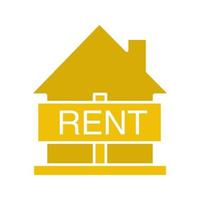 House for rent glyph color icon. Rental property. Silhouette symbol on white background. Negative space. Vector illustration