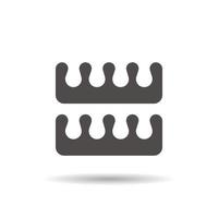 Pedicure toe separators glyph icon. Drop shadow silhouette symbol. Negative space. Vector isolated illustration