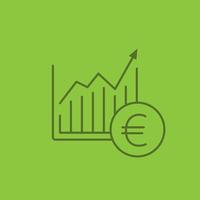 Market growth chart color linear icon. Statistics diagram with euro sign. Thin line outline symbols on color background. Vector illustration