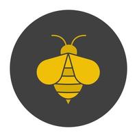 Honey bee glyph color icon. Apiary sign. Wasp. Silhouette symbol on black background. Negative space. Vector illustration