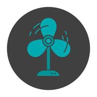 Fan glyph color icon. Ventilator. Silhouette symbol on black background. Negative space. Vector illustration