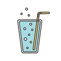 Lemonade color icon. Soda glass with straw. Isolated vector illustration