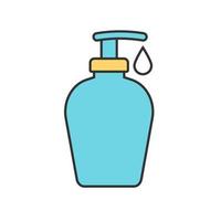 Shower gel color icon. Liquid soap bottle with drop. Isolated vector illustration