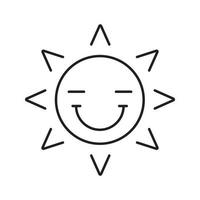 Happy sun smile linear icon. Smiley with closed eyes thin line illustration. Good mood. Emoticon contour symbol. Summertime. Vector isolated outline drawing
