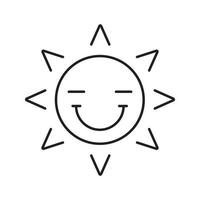 Happy sun smile linear icon. Smiley with closed eyes thin line illustration. Good mood. Emoticon contour symbol. Summertime. Vector isolated outline drawing