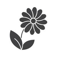 Camomile glyph icon. Silhouette symbol. Flower. Negative space. Vector isolated illustration