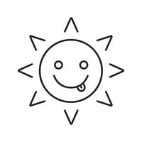 Yummy sun smile linear icon. Tease smiley thin line illustration. Contour symbol. Silly, goofy, foolish sun emoticon. Vector isolated outline drawing