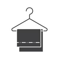 Towels on clothes hanger glyph icon. Silhouette symbol. Negative space. Vector isolated illustration