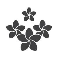 Spa salon plumeria flowers glyph icon. Silhouette symbol. Aromatherapy. Negative space. Vector isolated illustration