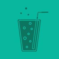 Lemonade glyph color icon. Silhouette symbol. Soda glass with straw. Negative space. Vector isolated illustration