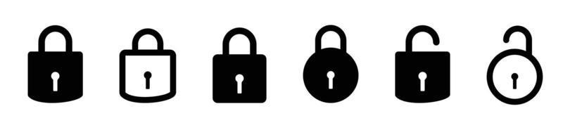Lock icon vector set, lock symbol isolated on white background vector illustration