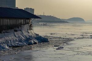 Seascape of the Vladivostok coastline in winter photo