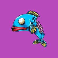 Illustration vector graphic of death fish cartoon. Perfect for collectable illustration, or shirt design graphic.