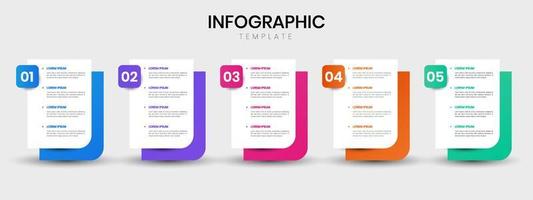 Proceso de línea delgada de infografía empresarial con diseño de plantilla cuadrada con iconos y 5 opciones o pasos. ilustración vectorial. vector