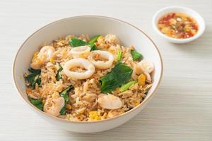 Fried rice with squid or octopus photo