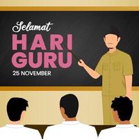 Selamat hari guru nasional or happy Indonesia teachers day background design with learning situation at class
