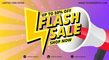 Flash sale banner with loudspeaker illustration vector