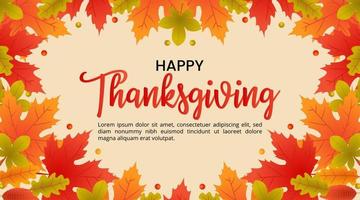 Happy Thanksgiving background with surrounding autumn leaves illustration vector