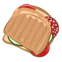 Homemade sausage and tomato sandwich vector