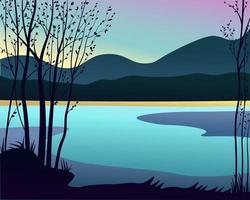 Landscape in vector, water and trees vector