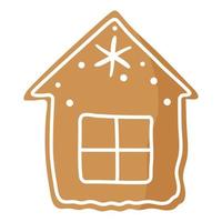 Christmas festive house gingerbread cookie covered by white icing. vector