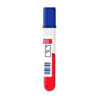 Vector cartoon undefined test tube with blood testing for HIV.