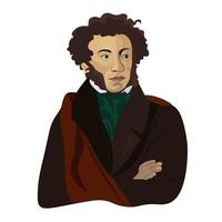 Russian famous poet writer, Pushkin. Vector portrait