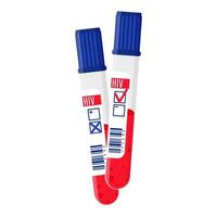 Vector cartoon test tubes with blood testing for HIV.