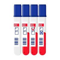 Vector cartoon test tubes with blood testing for AIDS.