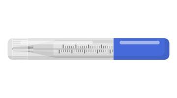 Medical equipment mercury filled thermometer in a box. vector