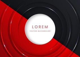 Abstract modern red and black gradient circles layers background with silver glowing and lighting luxury style. vector
