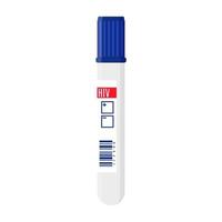 Vector cartoon empty test tube with blood testing for HIV.