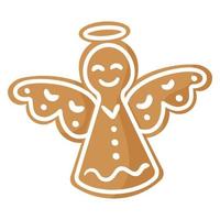 Christmas festive angel gingerbread cookie covered by white icing. vector