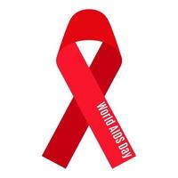 Vector red ribbon with inscription. AIDS and HIV medical symbol.