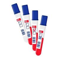 Vector cartoon test tubes with blood testing for HIV.