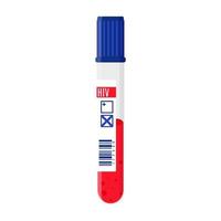 Vector cartoon negative test tube with blood testing for HIV.