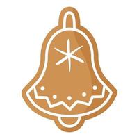 Christmas festive bell gingerbread cookie covered by white icing. vector