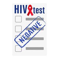 Vector blank with negative results or blood test for HIV.