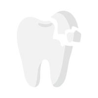 Vector cartoon tooth with dental crack disease.