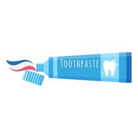 Vector cartoon squeezed toothpaste for oral care.