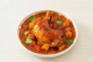 chicken stew with tomatoes, onions, carrot and potatoes photo