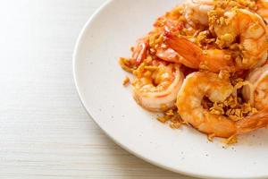 fried shrimps or prawns with garlic photo