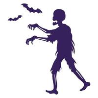 Silhouette of zombies and bats. vector