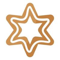 Christmas festive star cookie covered by white icing. vector