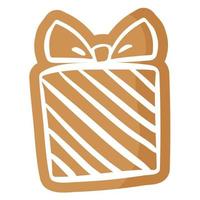 Christmas festive present gingerbread cookie covered by white icing. vector