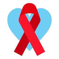 Vector red ribbon. AIDS and HIV medical symbol.