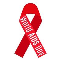 Vector red ribbon with inscription. AIDS and HIV.
