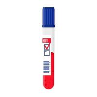 Vector cartoon positive test tube with blood testing for HIV.