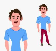 casual cartoon man character standing pose vector illustration for your design, motion or animation