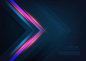 Abstract technology concept pink lights triangle with red lighting effect on dark blue background. vector